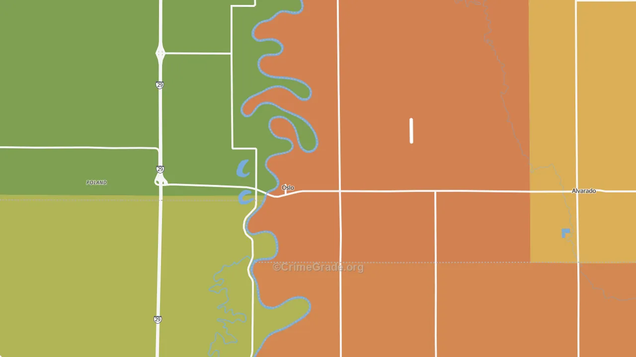 Oslo, MN Map of Burglary Rates