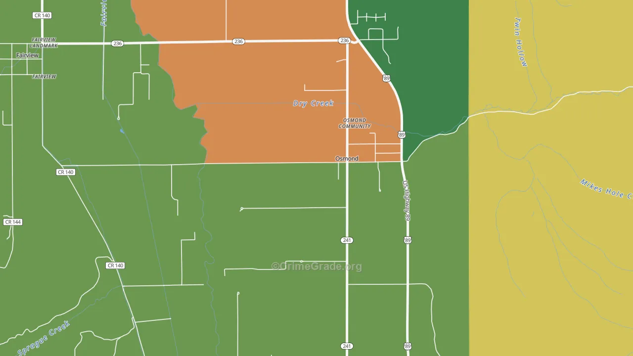 Osmond, WY Map of Burglary Rates