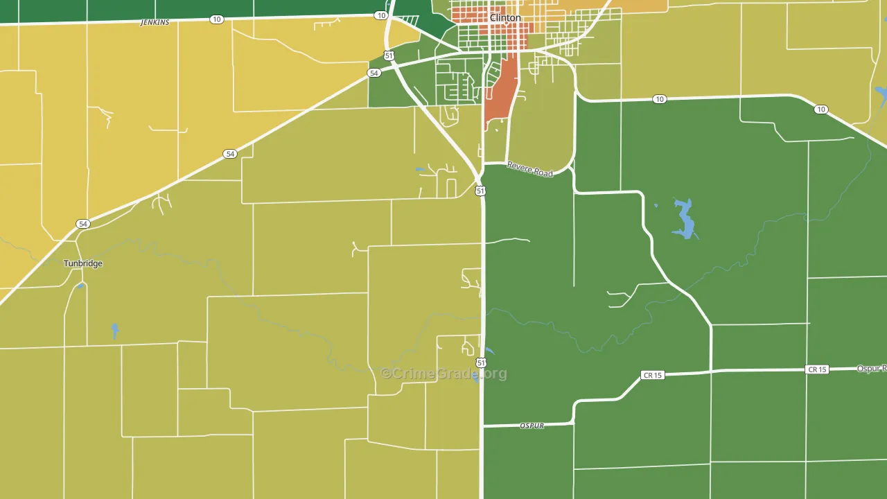 Ospur, IL Map of Burglary Rates