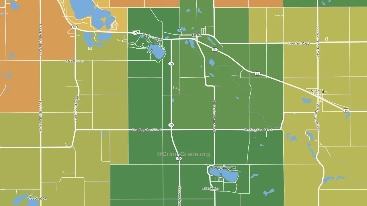 Osseo, MI Map of Burglary Rates