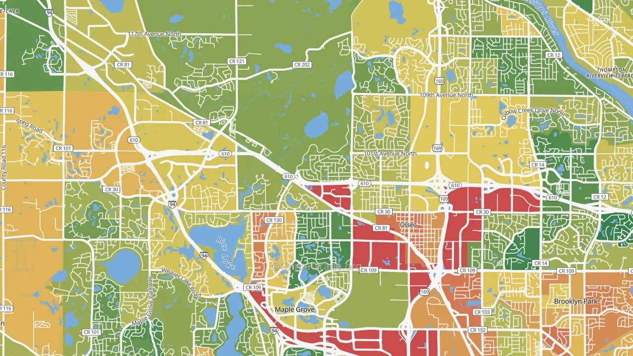 Osseo, MN Map of Burglary Rates