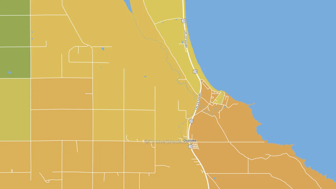 Ossineke, MI Map of Burglary Rates