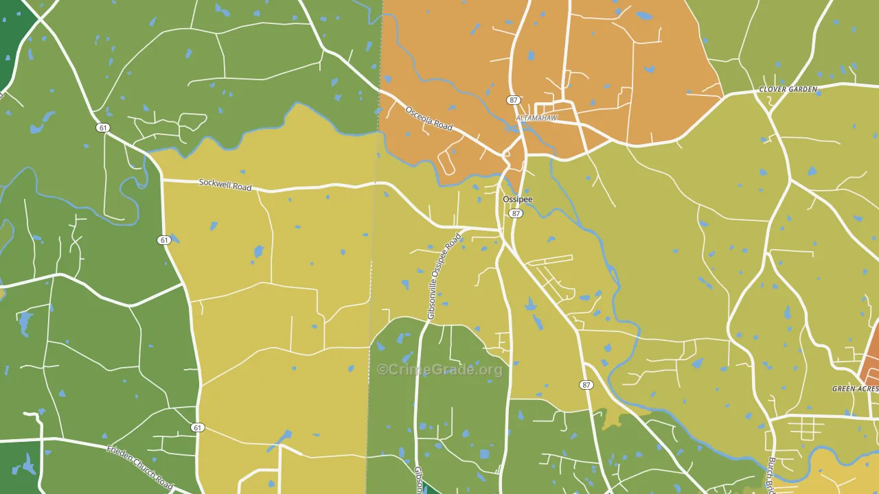 Ossipee, NC Map of Burglary Rates