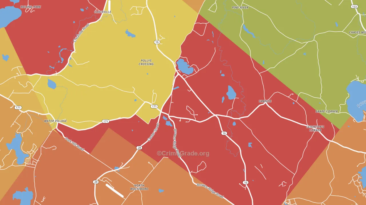 Ossipee, NH Map of Burglary Rates