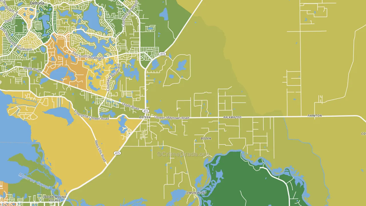 Osteen, FL Map of Burglary Rates