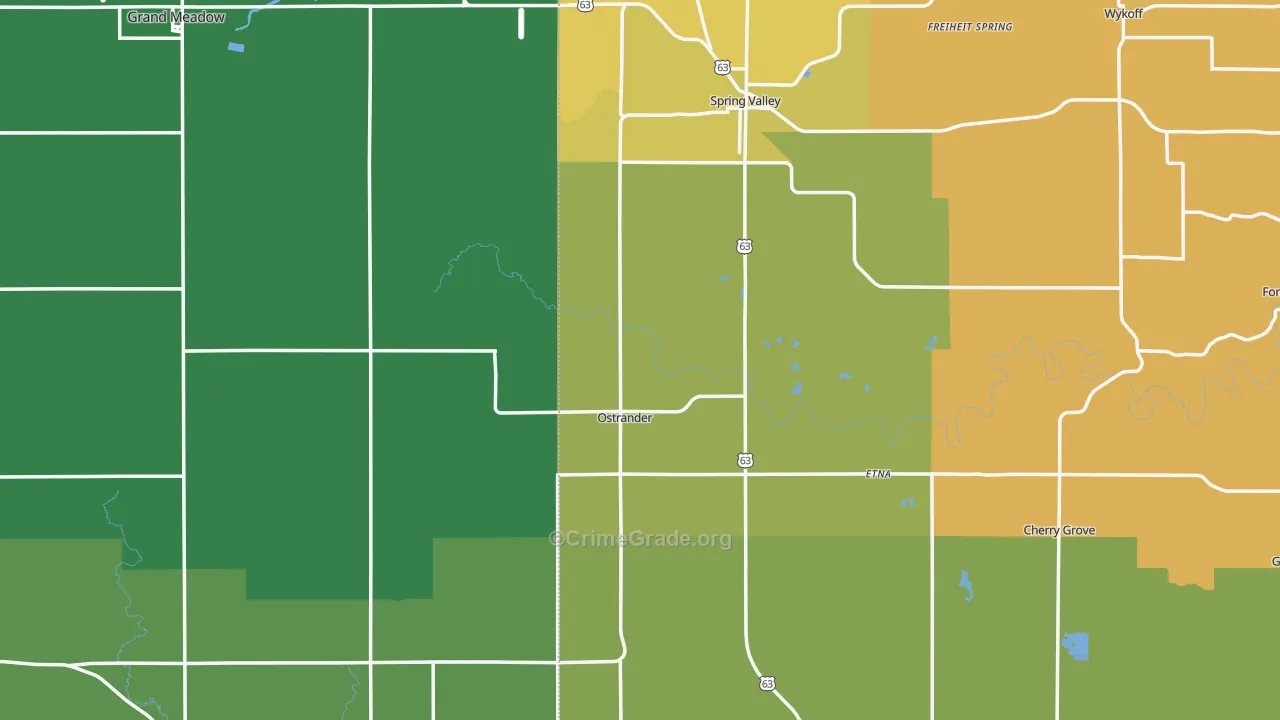 Ostrander, MN Map of Burglary Rates