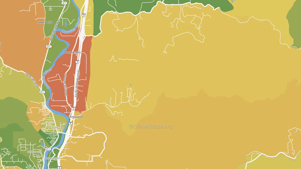 Ostrander, WA Map of Burglary Rates