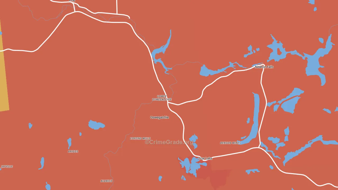 Oswegatchie, NY Map of Burglary Rates