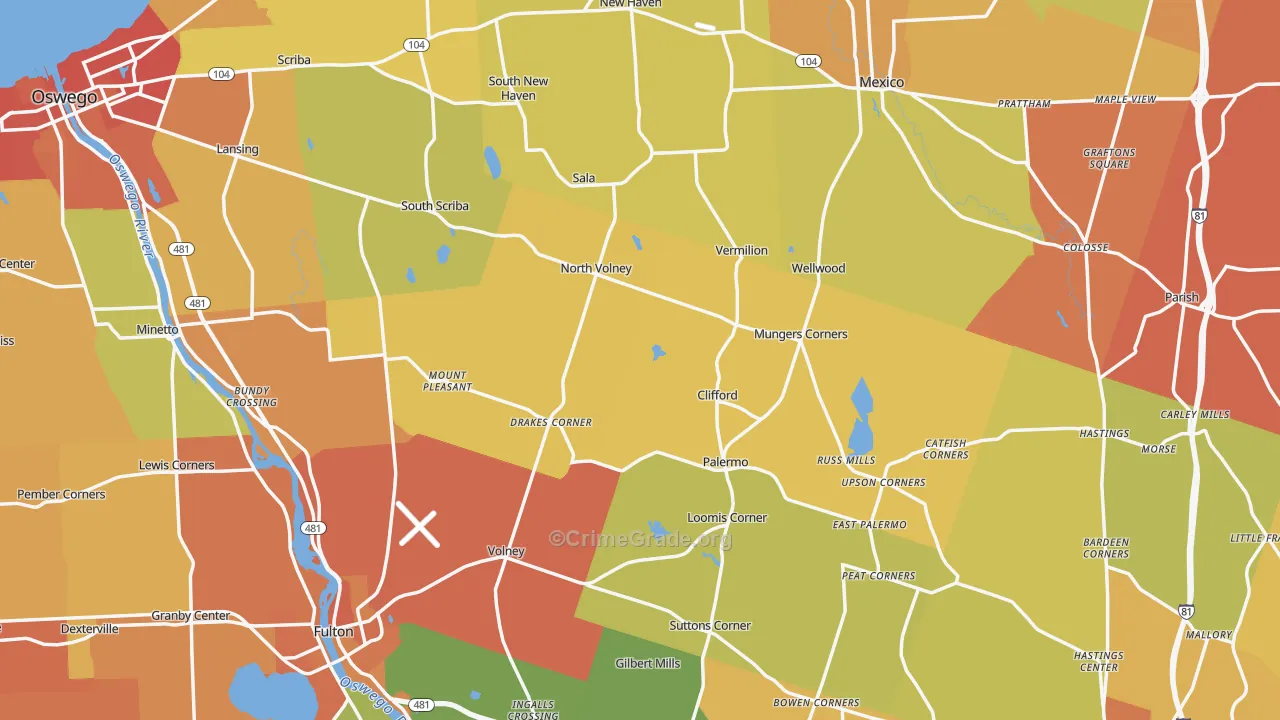 Oswego County, NY Map of Burglary Rates