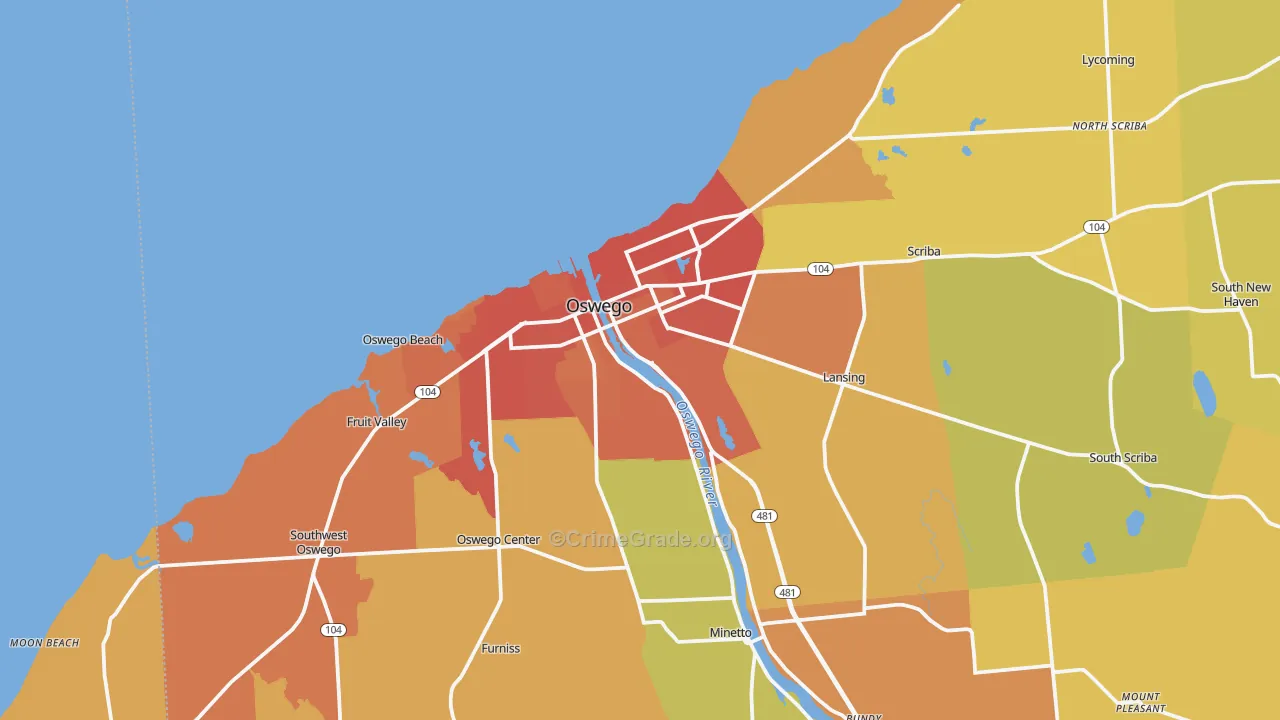 Oswego, NY Map of Burglary Rates