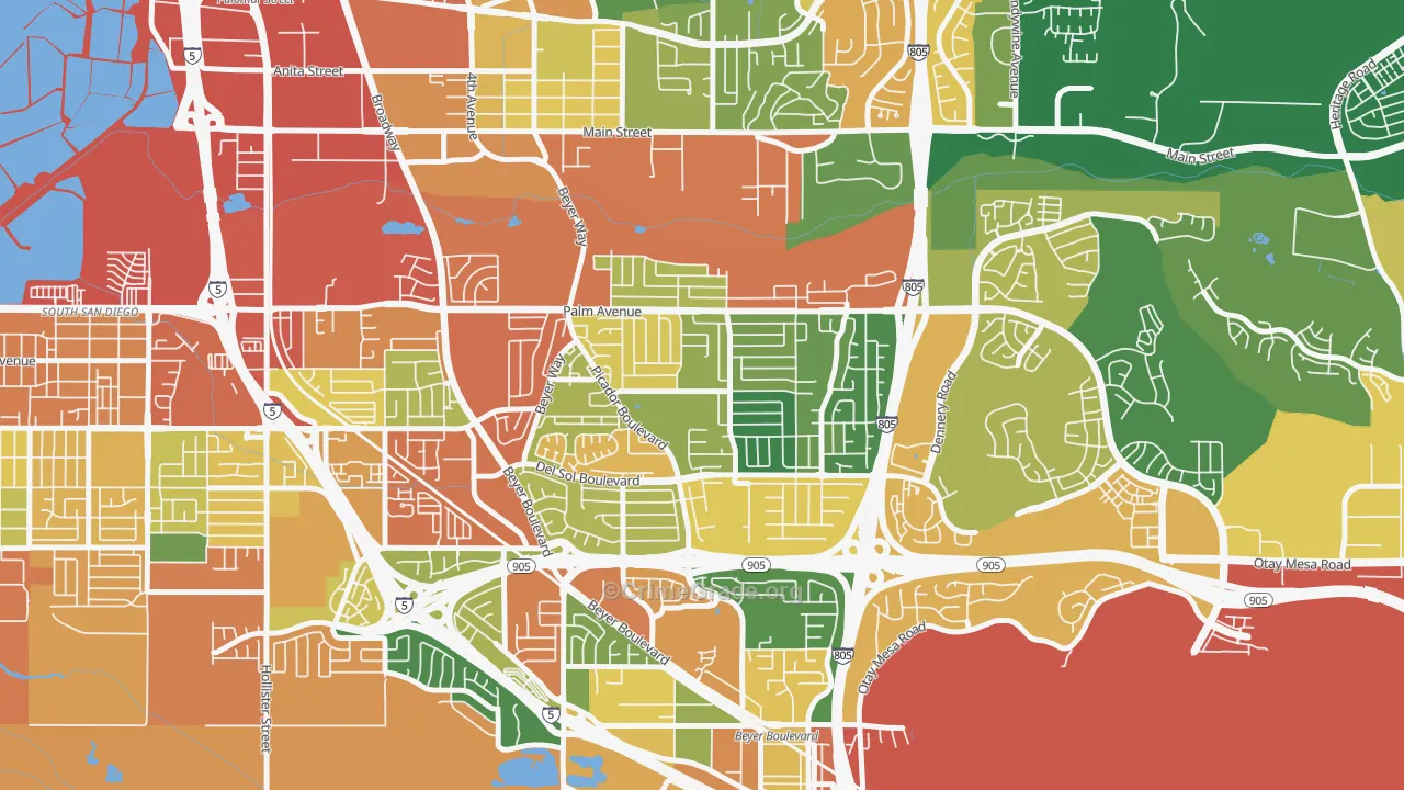 Otay Mesa West, San Diego, CA Map of Burglary Rates