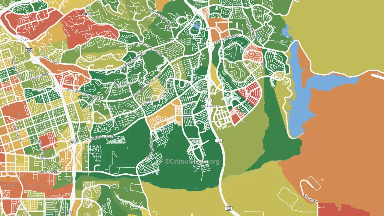 Otay Ranch, Chula Vista, CA Map of Burglary Rates
