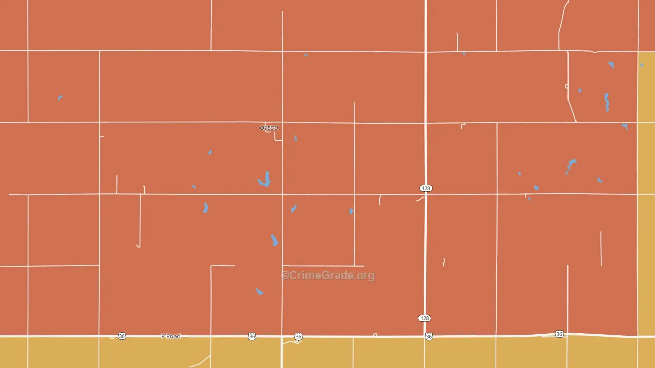 Otego, KS Map of Burglary Rates