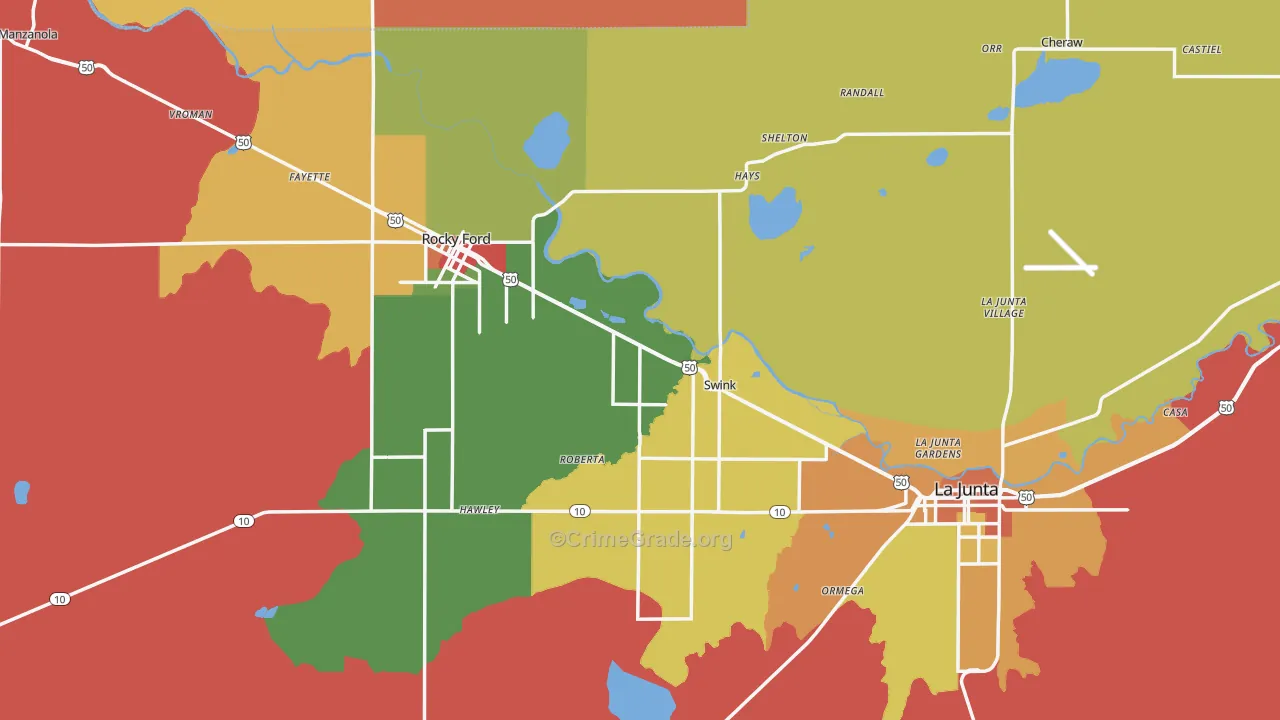 Otero County, CO Map of Burglary Rates