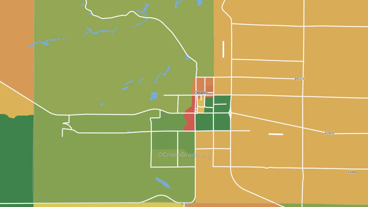 Othello, WA Map of Burglary Rates