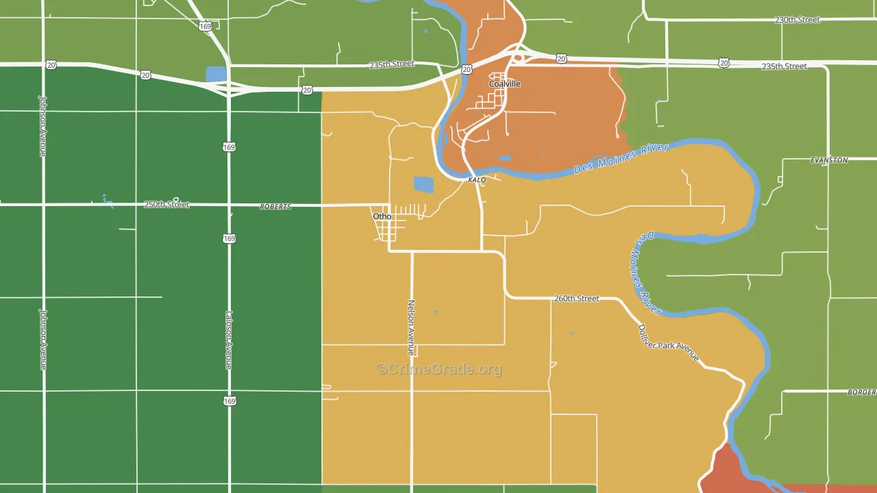 Otho, IA Map of Burglary Rates