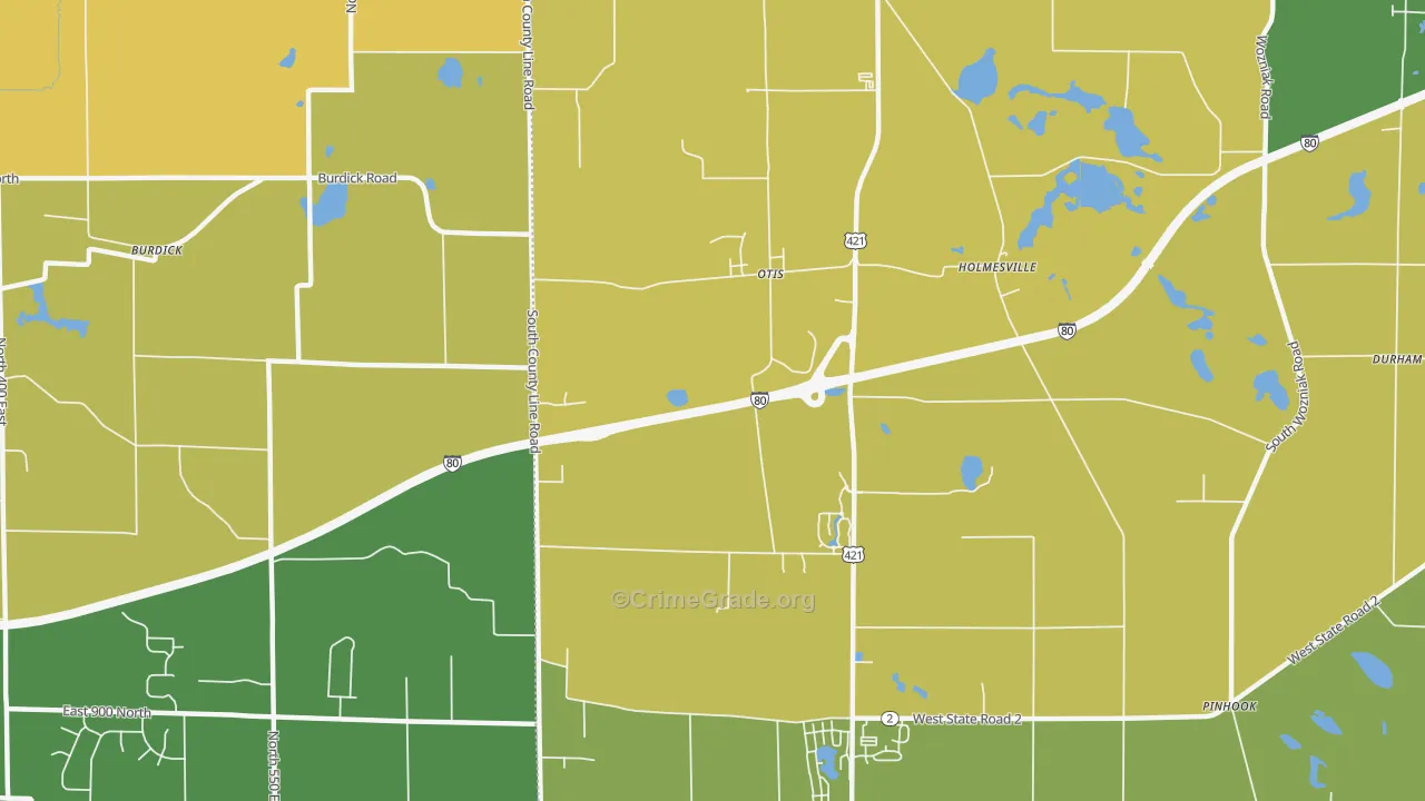 Otis, IN Map of Burglary Rates