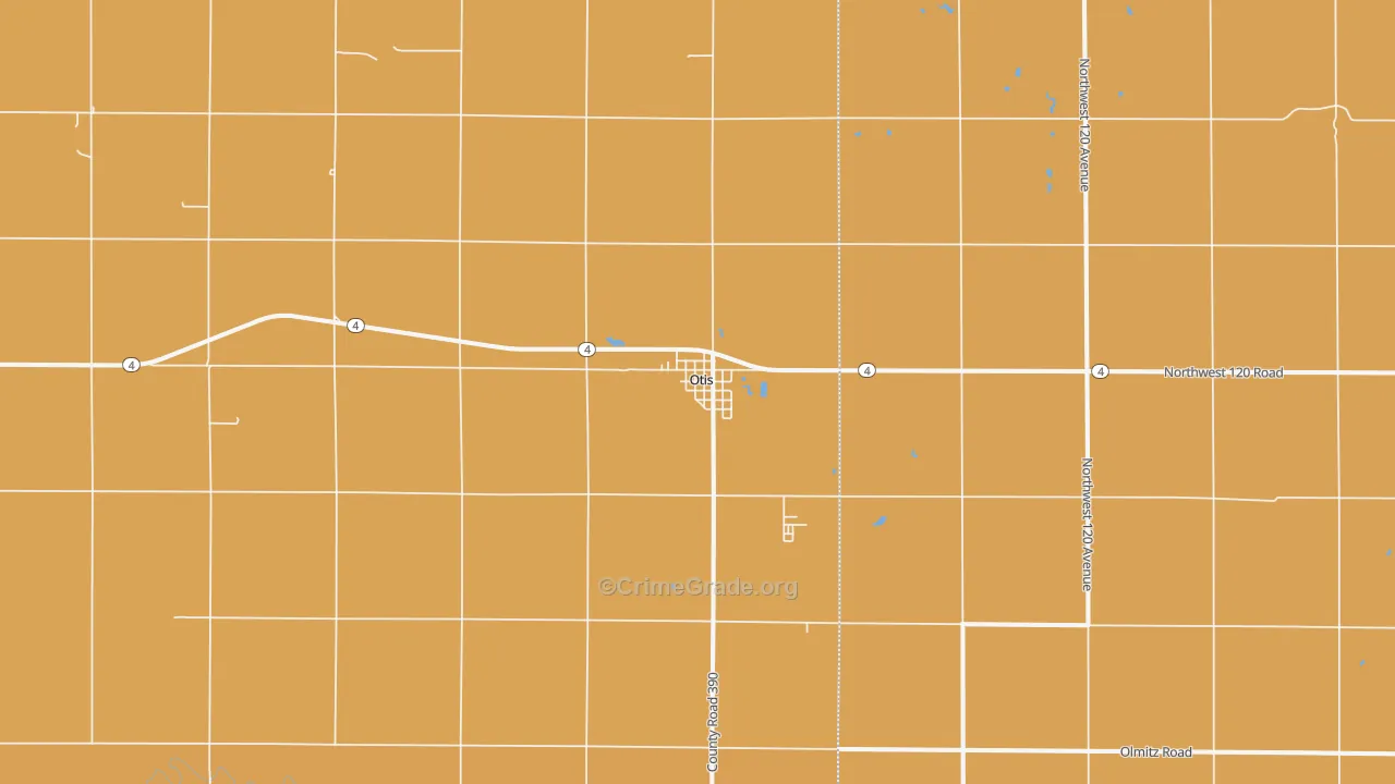 Otis, KS Map of Burglary Rates