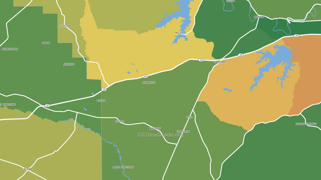 Otis, LA Map of Burglary Rates