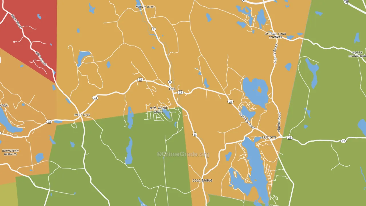Otis, MA Map of Burglary Rates