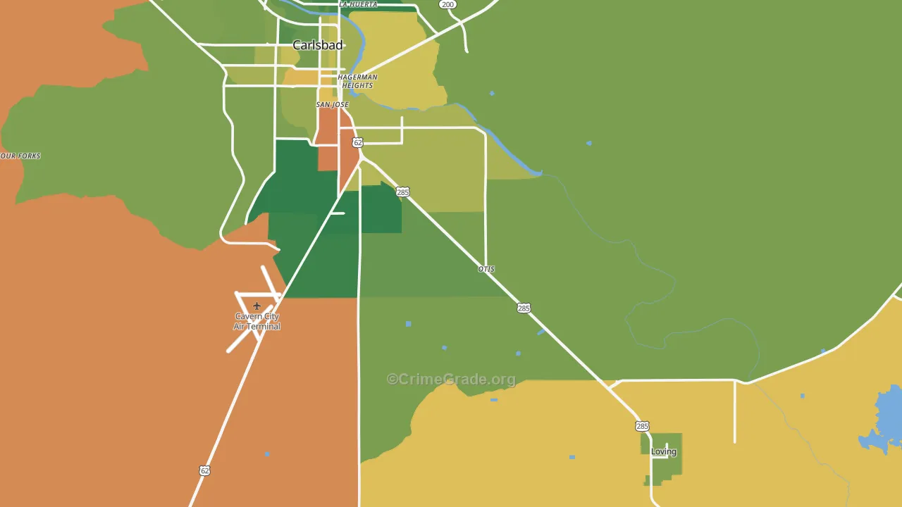Otis, NM Map of Burglary Rates