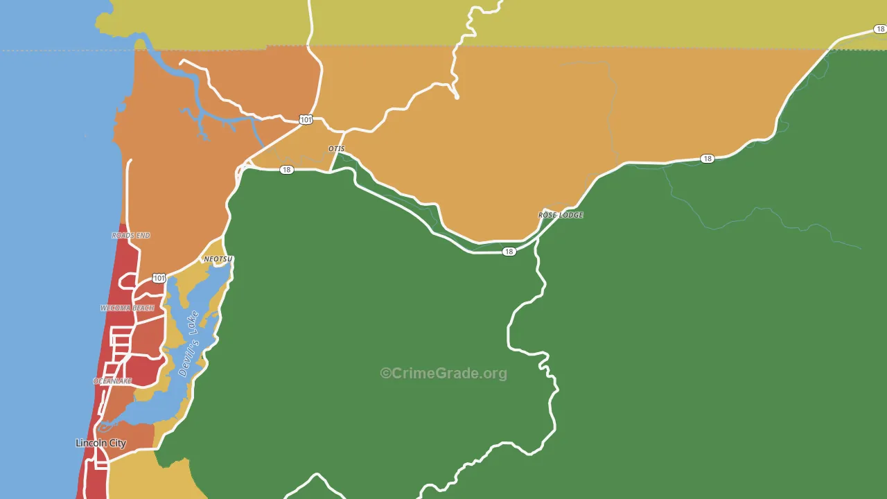 Otis, OR Map of Burglary Rates