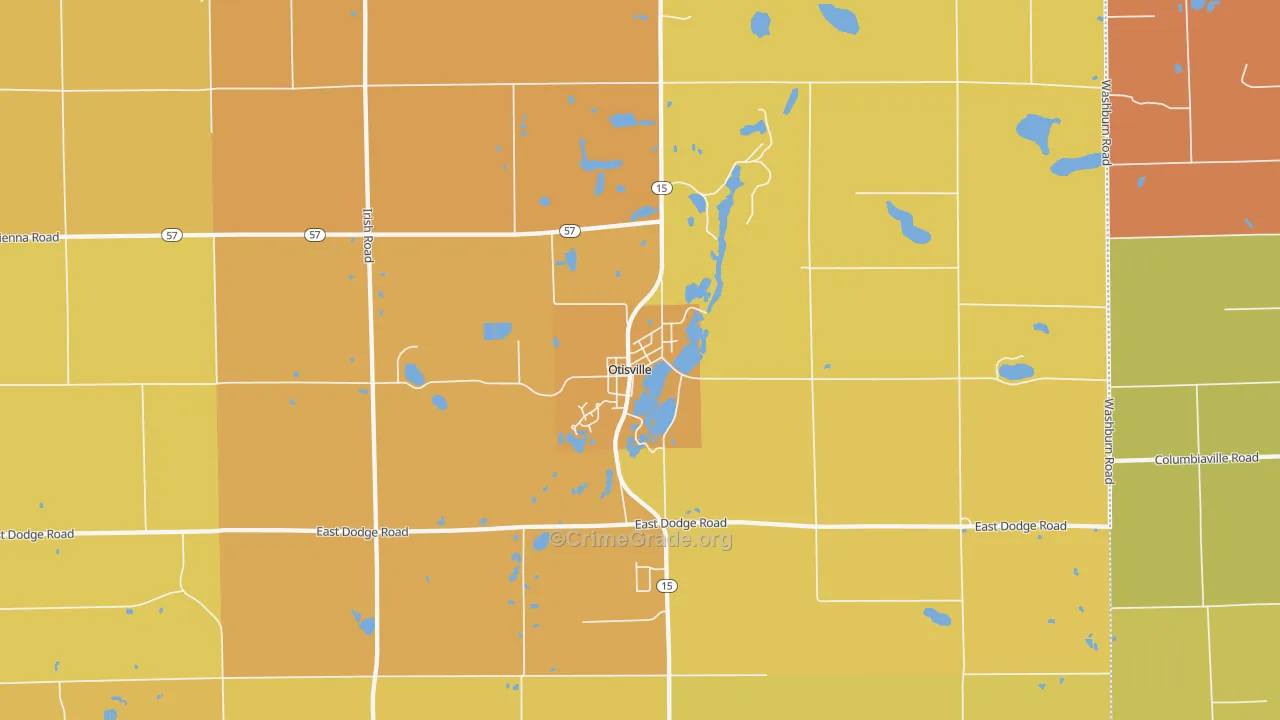 Otisville, MI Map of Burglary Rates