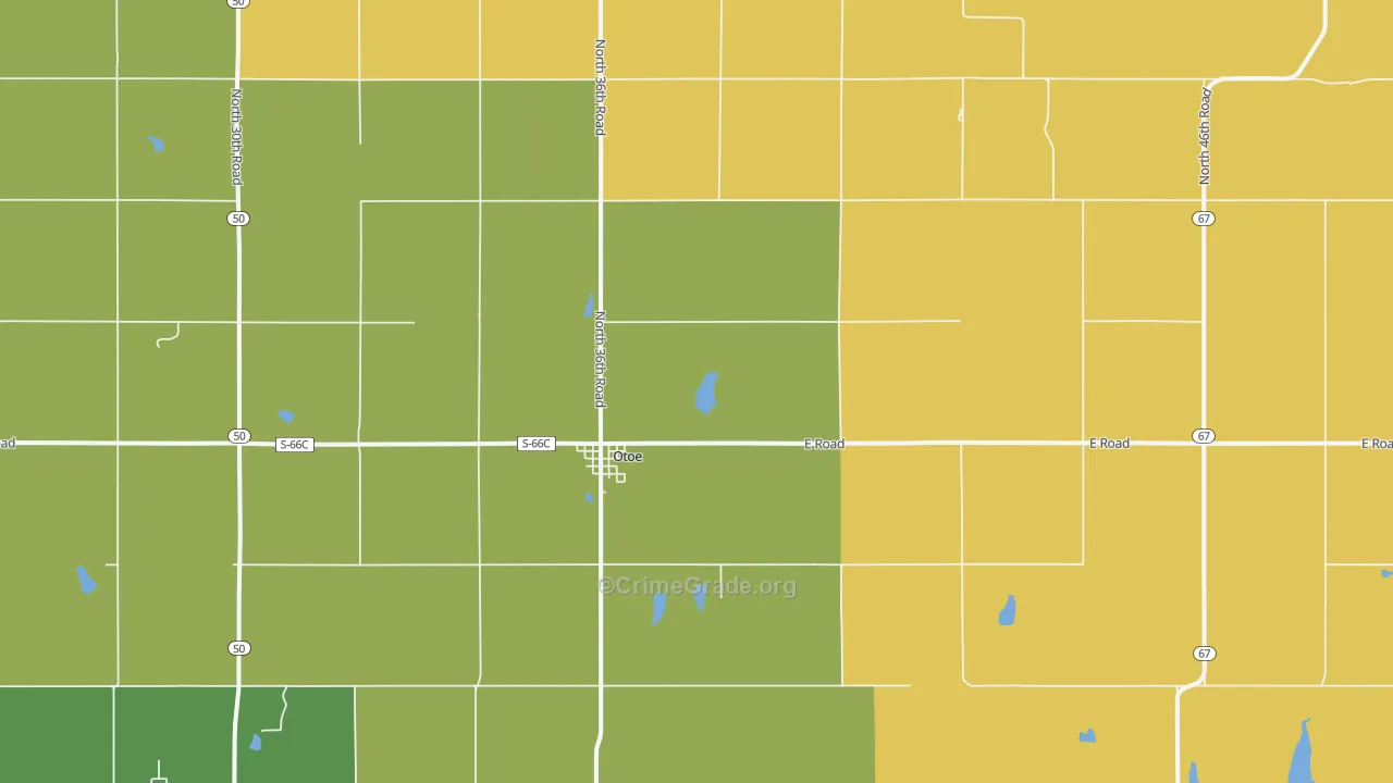 Otoe, NE Map of Burglary Rates