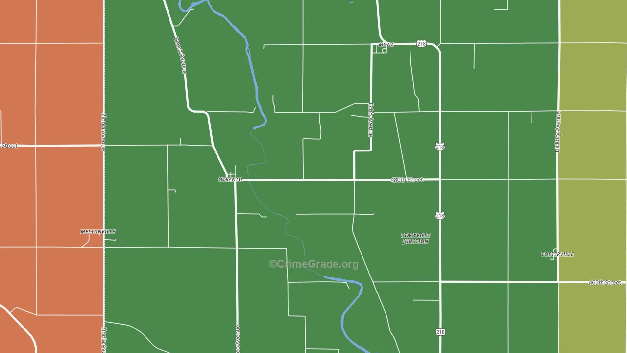 Otranto, IA Map of Burglary Rates