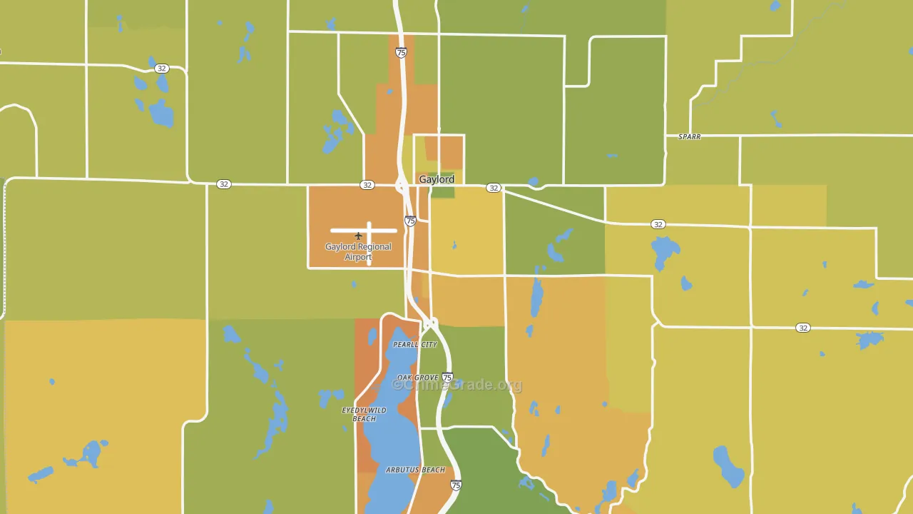 Otsego County, MI Map of Burglary Rates