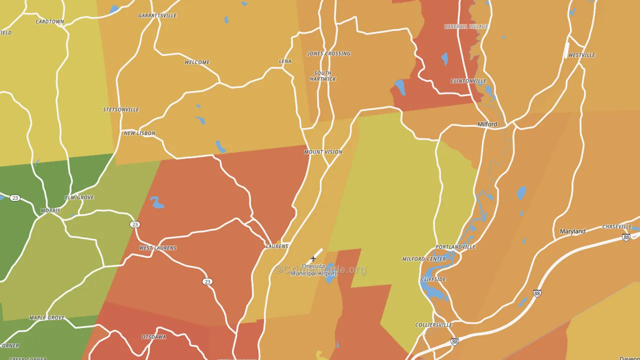 Otsego County, NY Map of Burglary Rates