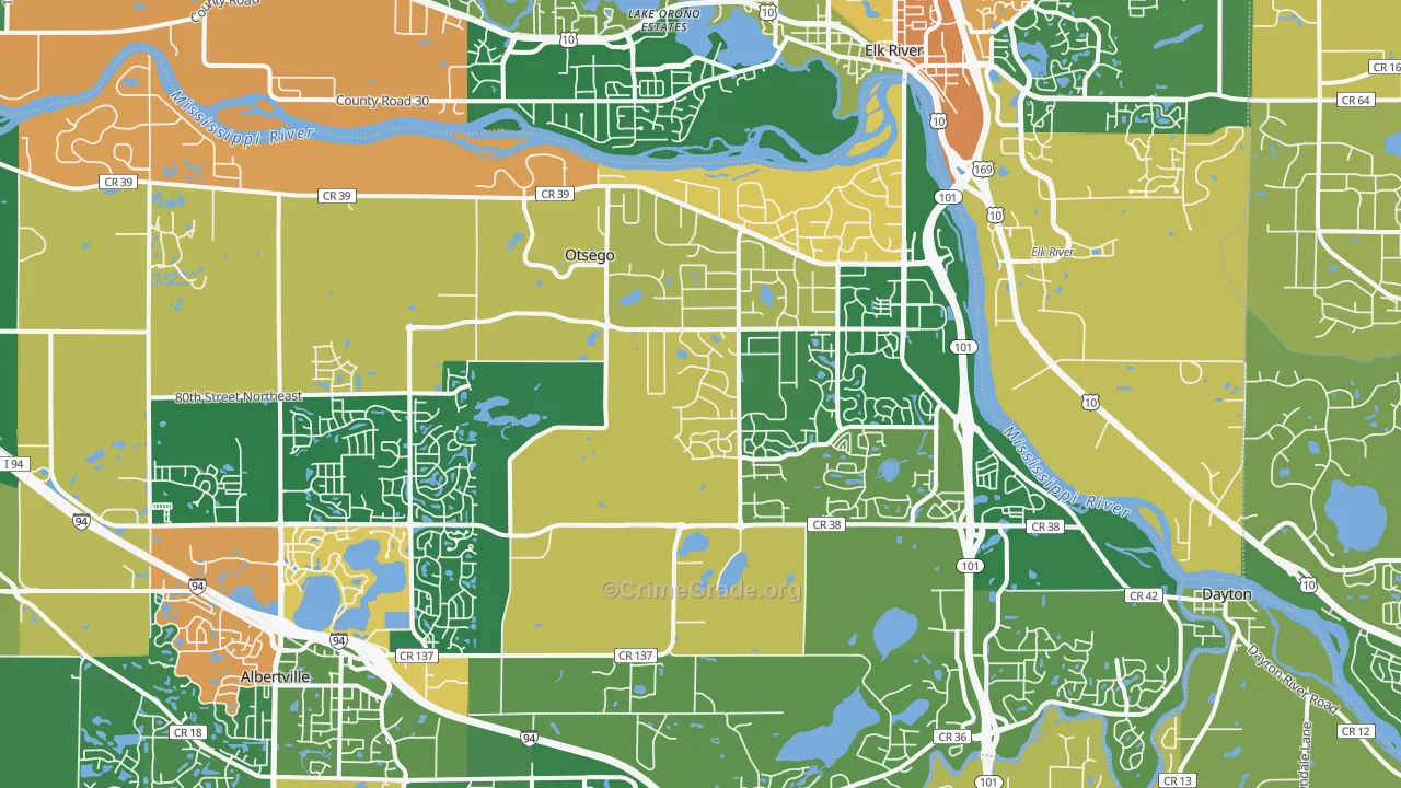Otsego, MN Map of Burglary Rates