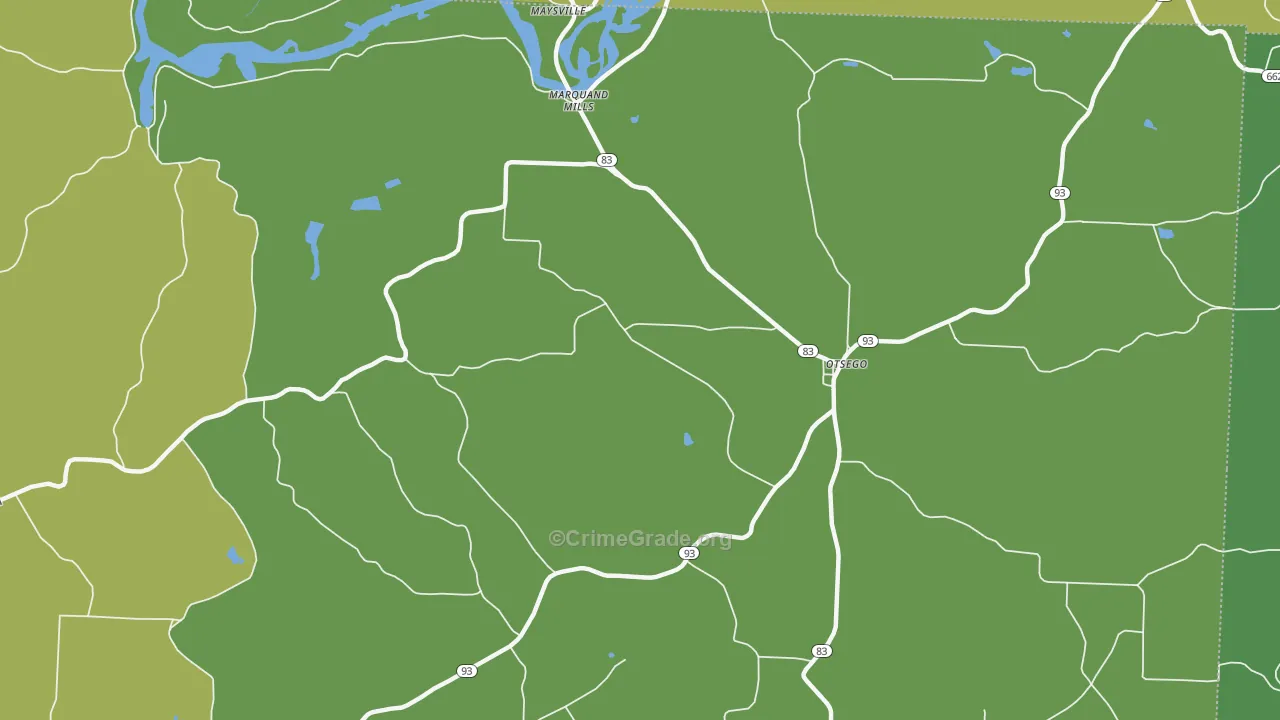 Otsego, OH Map of Burglary Rates
