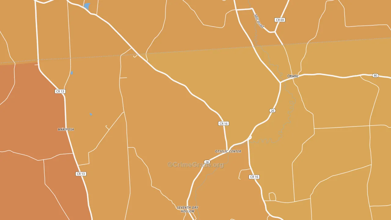 Otselic Center, NY Map of Burglary Rates