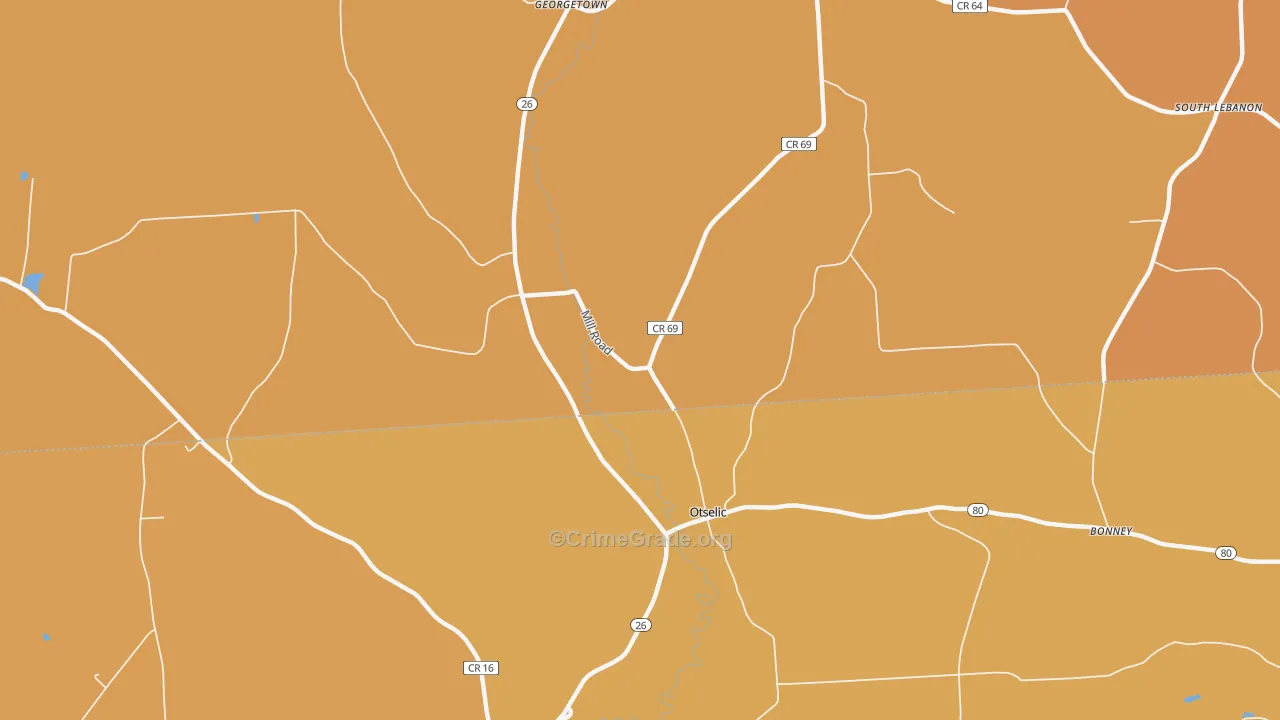Otselic, NY Map of Burglary Rates