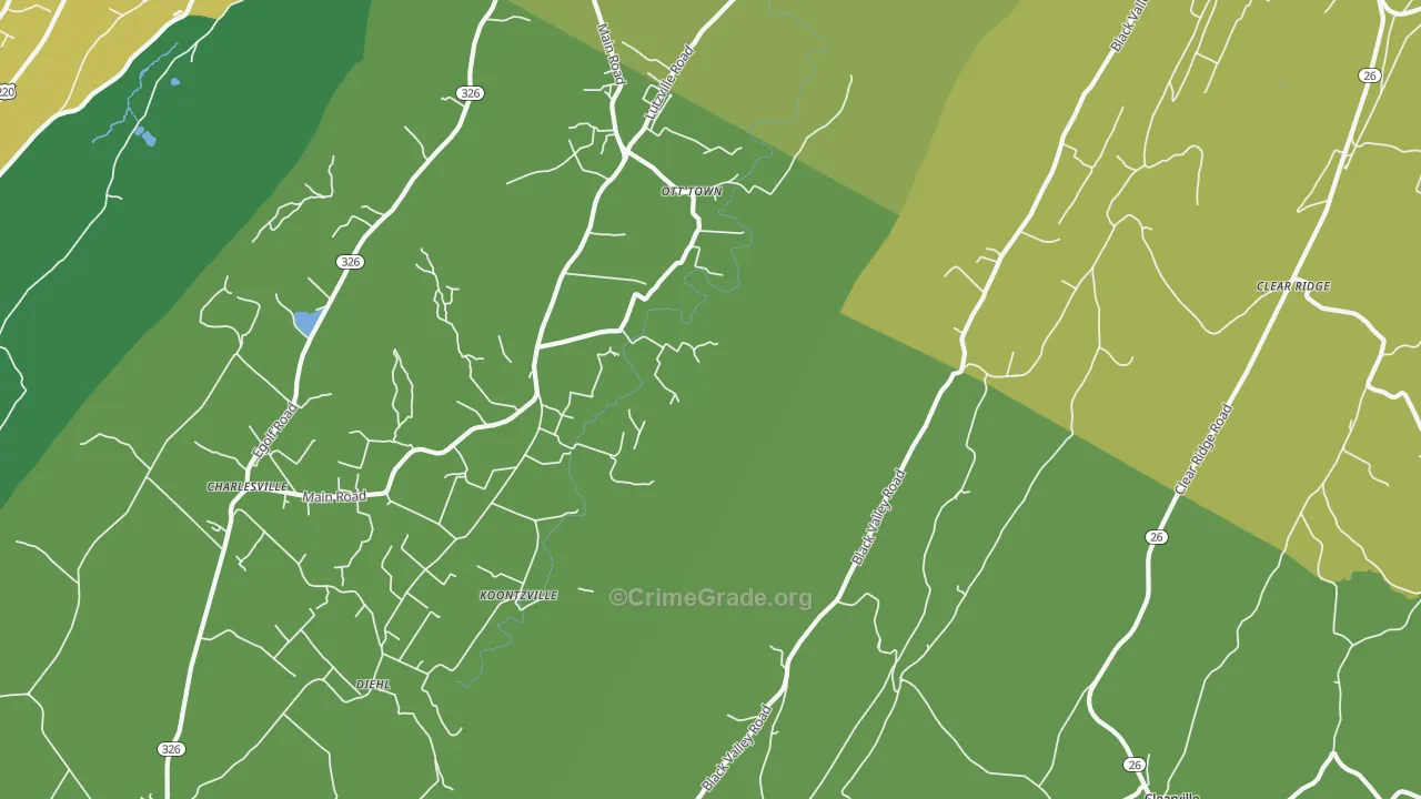 Ott Town, PA Map of Burglary Rates