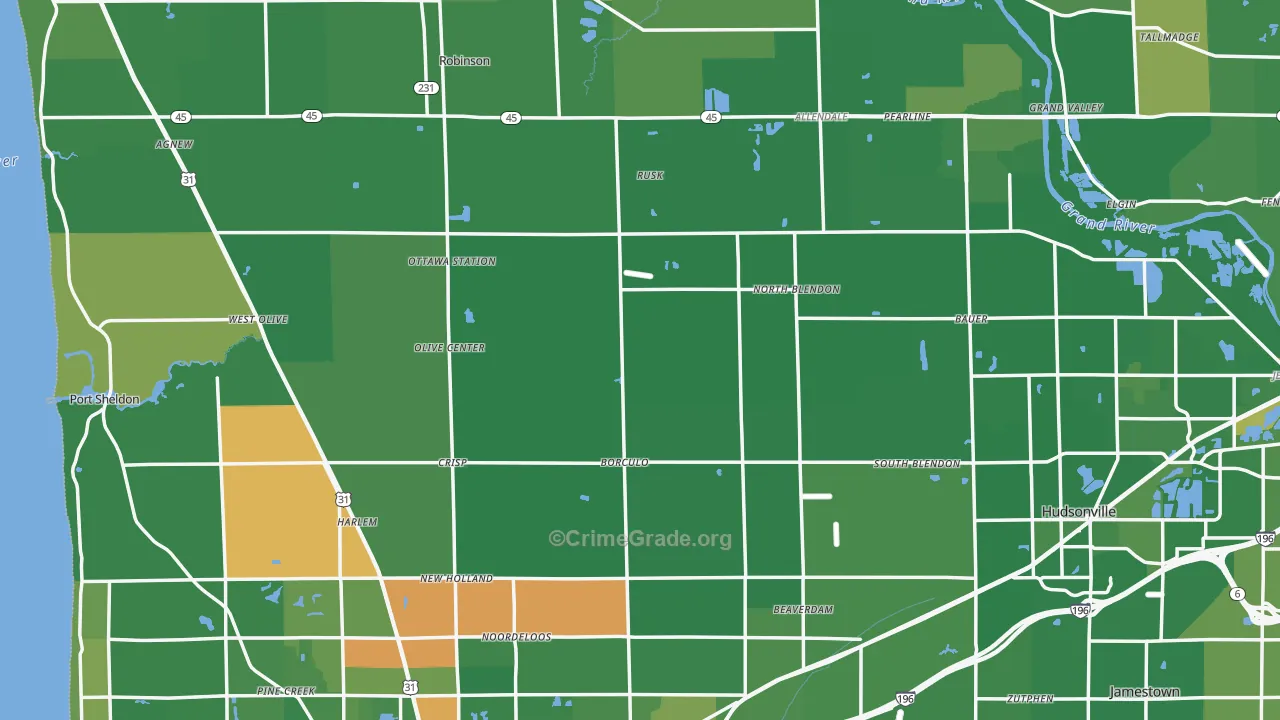 Ottawa County, MI Map of Burglary Rates