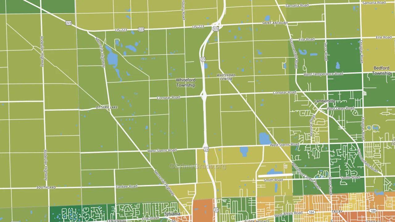 Ottawa Lake, MI Map of Burglary Rates