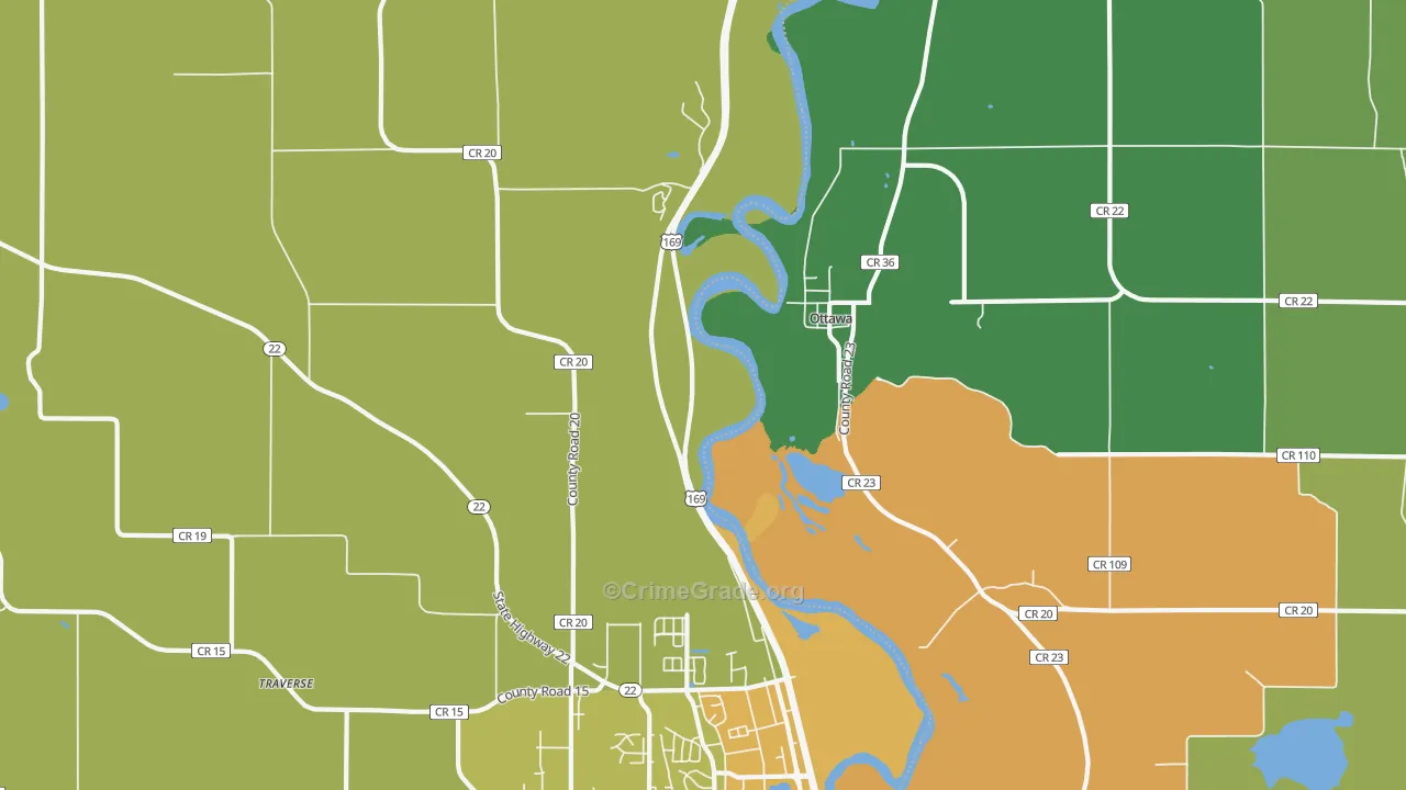 Ottawa, MN Map of Burglary Rates