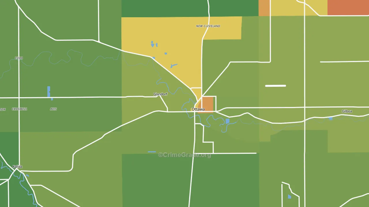 Ottawa, OH Map of Burglary Rates