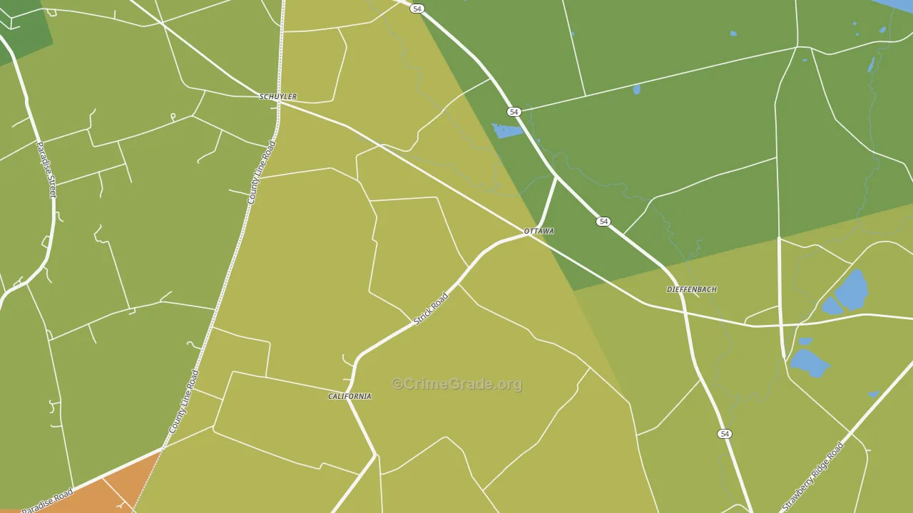 Ottawa, PA Map of Burglary Rates