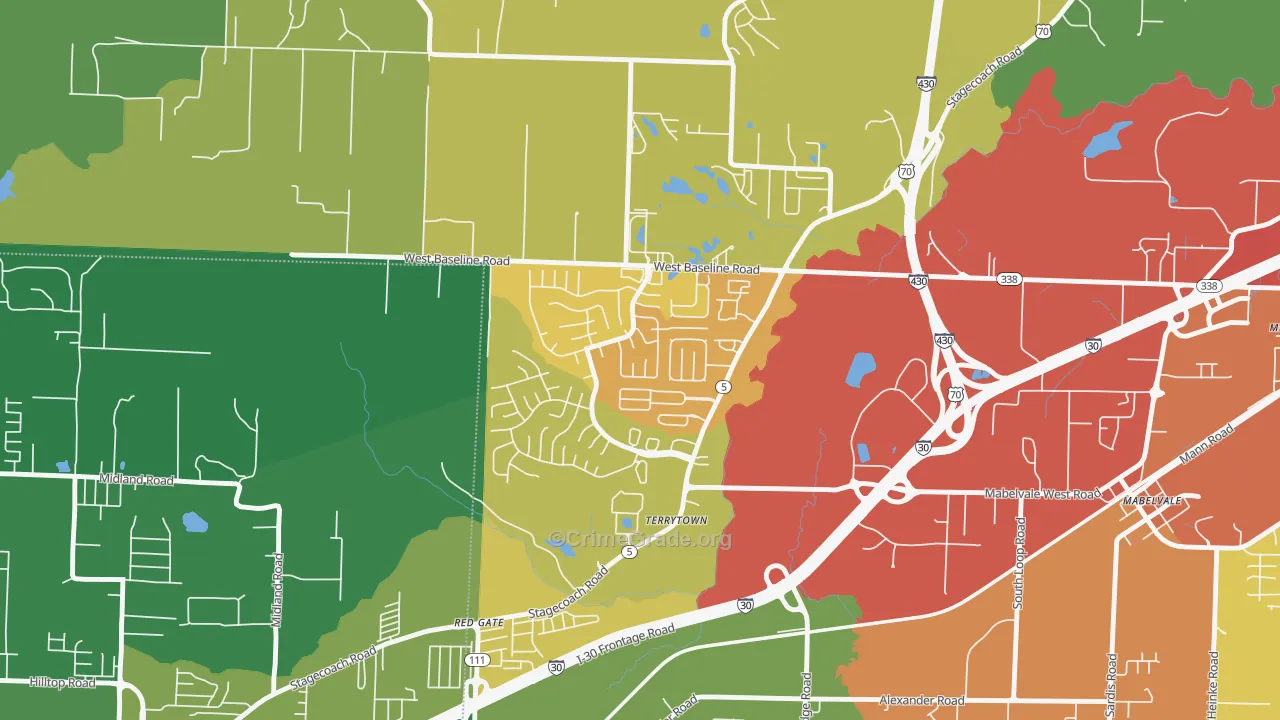 Otter Creek Crystal, Little Rock, AR Map of Burglary Rates