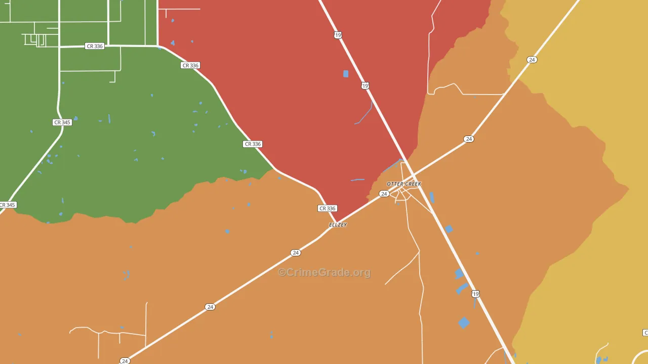 Otter Creek, FL Map of Burglary Rates