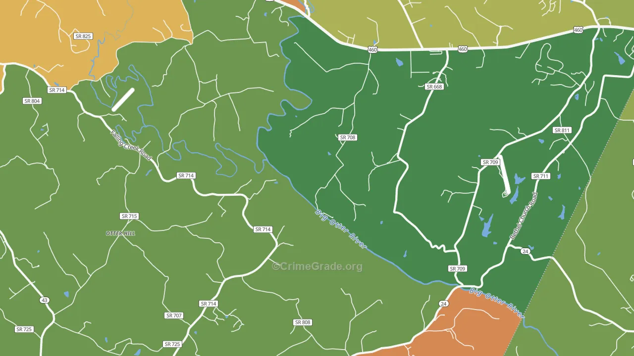 Otter Hill, VA Map of Burglary Rates