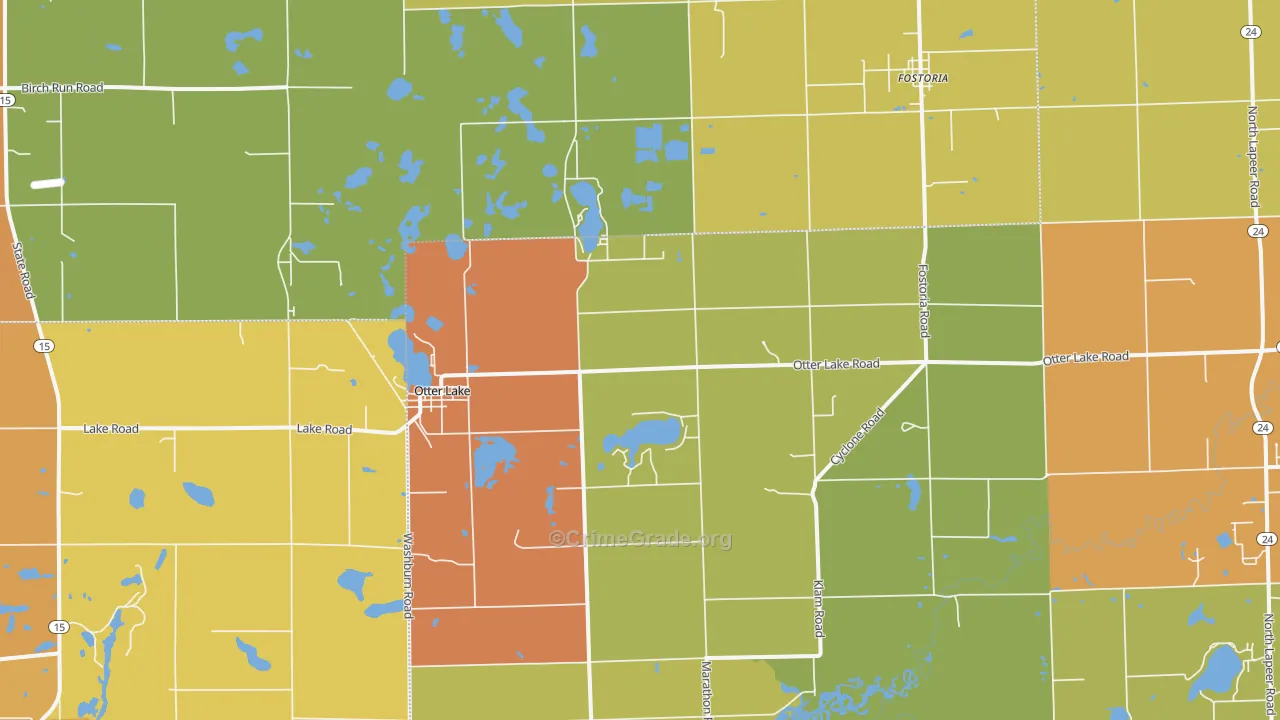 Otter Lake, MI Map of Burglary Rates