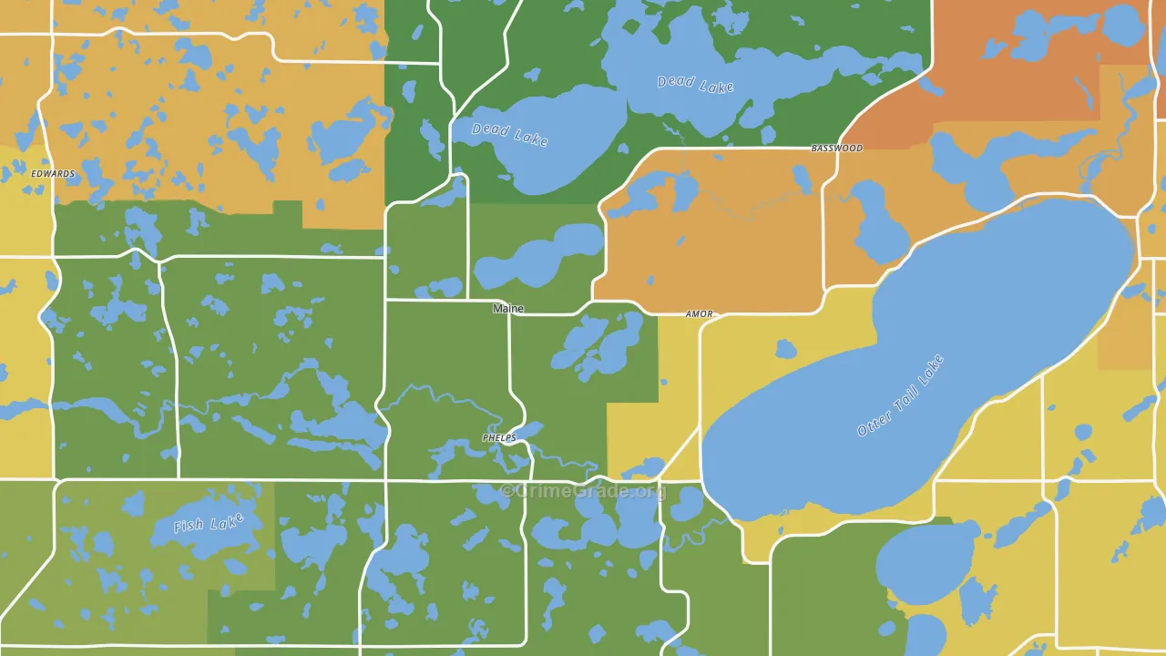 Otter Tail County, MN Map of Burglary Rates