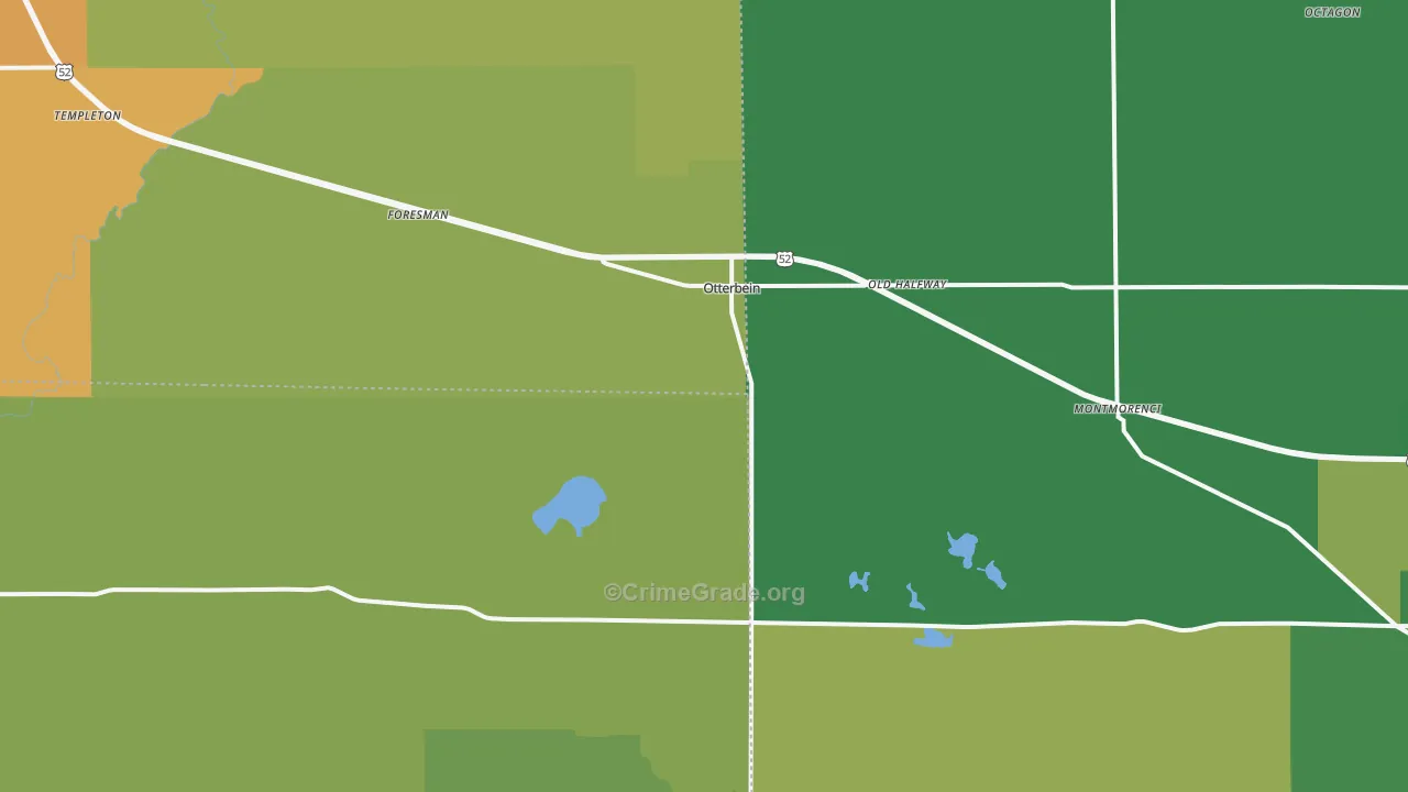 Otterbein, IN Map of Burglary Rates