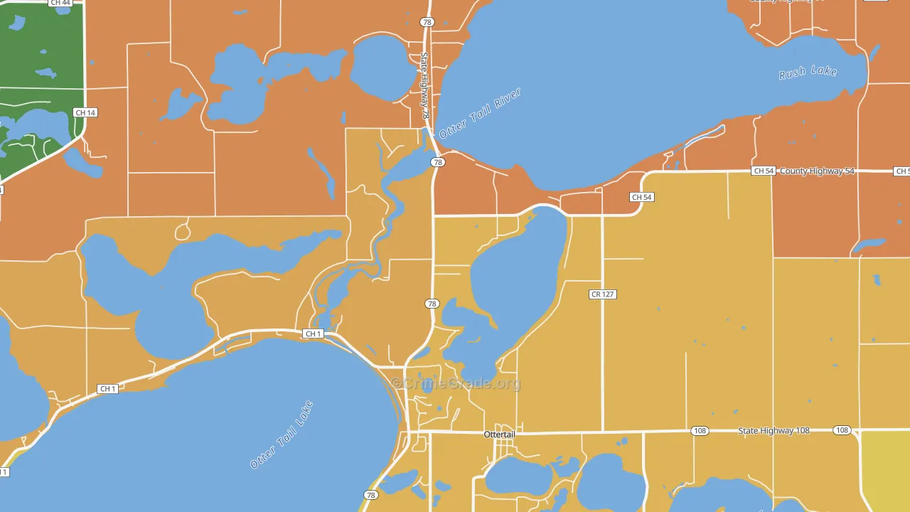 Ottertail, MN Map of Burglary Rates