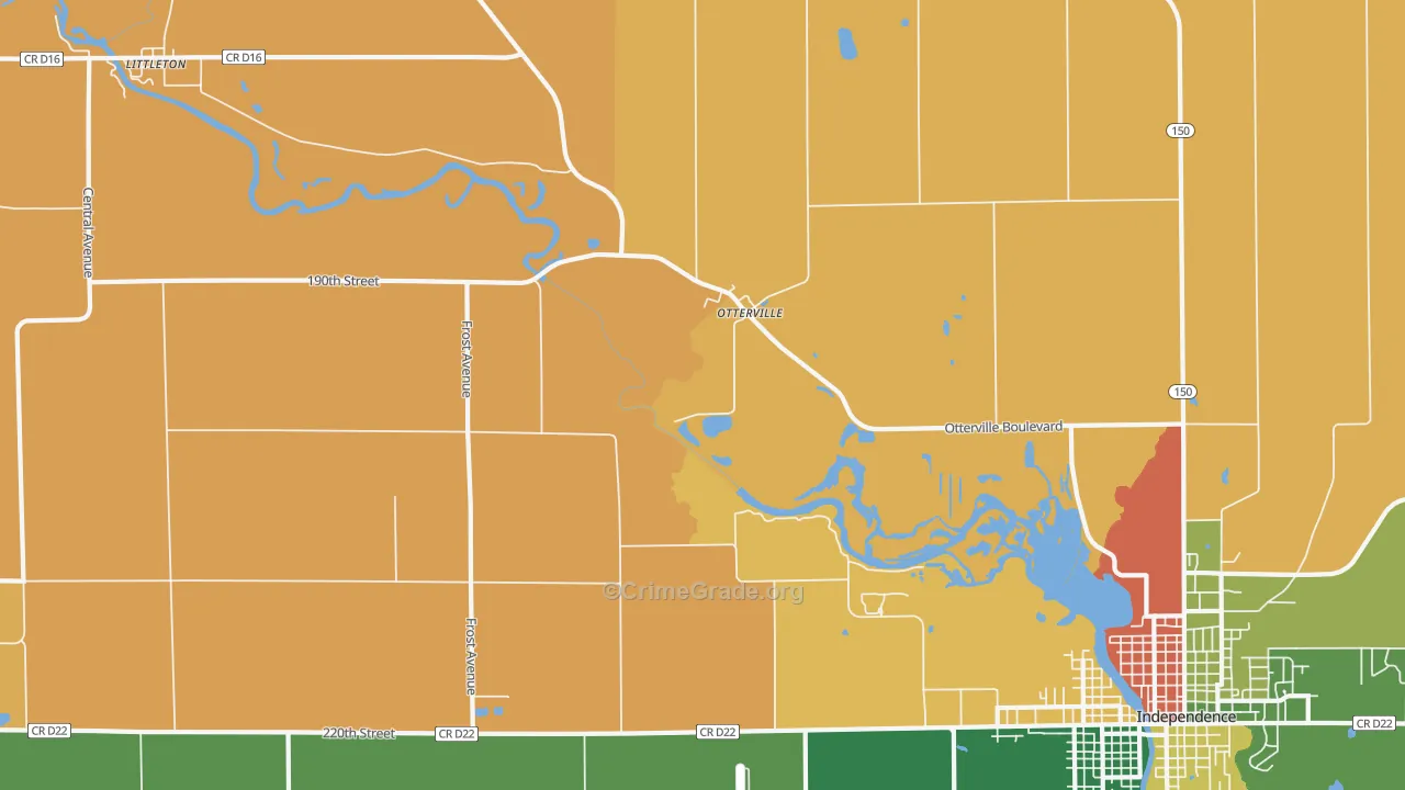 Otterville, IA Map of Burglary Rates