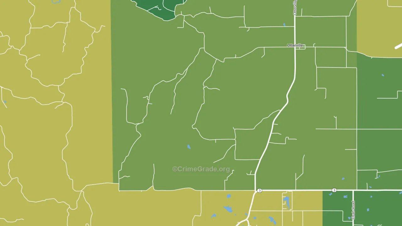 Otterville, IL Map of Burglary Rates